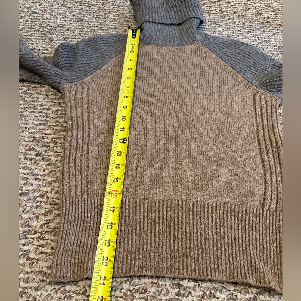 Tory Burch Brown and Gray Moreno Wool Blend Turtleneck Sweater, Size S - Picture 10 of 12